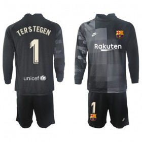 Koszulka FC Barcelona Bramkarska Ter Stegen 1 Dziecięcy Wyjazdowe Stroje Piłkarskie 2021/22 Długi Rękaw